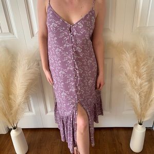 Lulus Lilac Dainty Floral Print Midi Dress